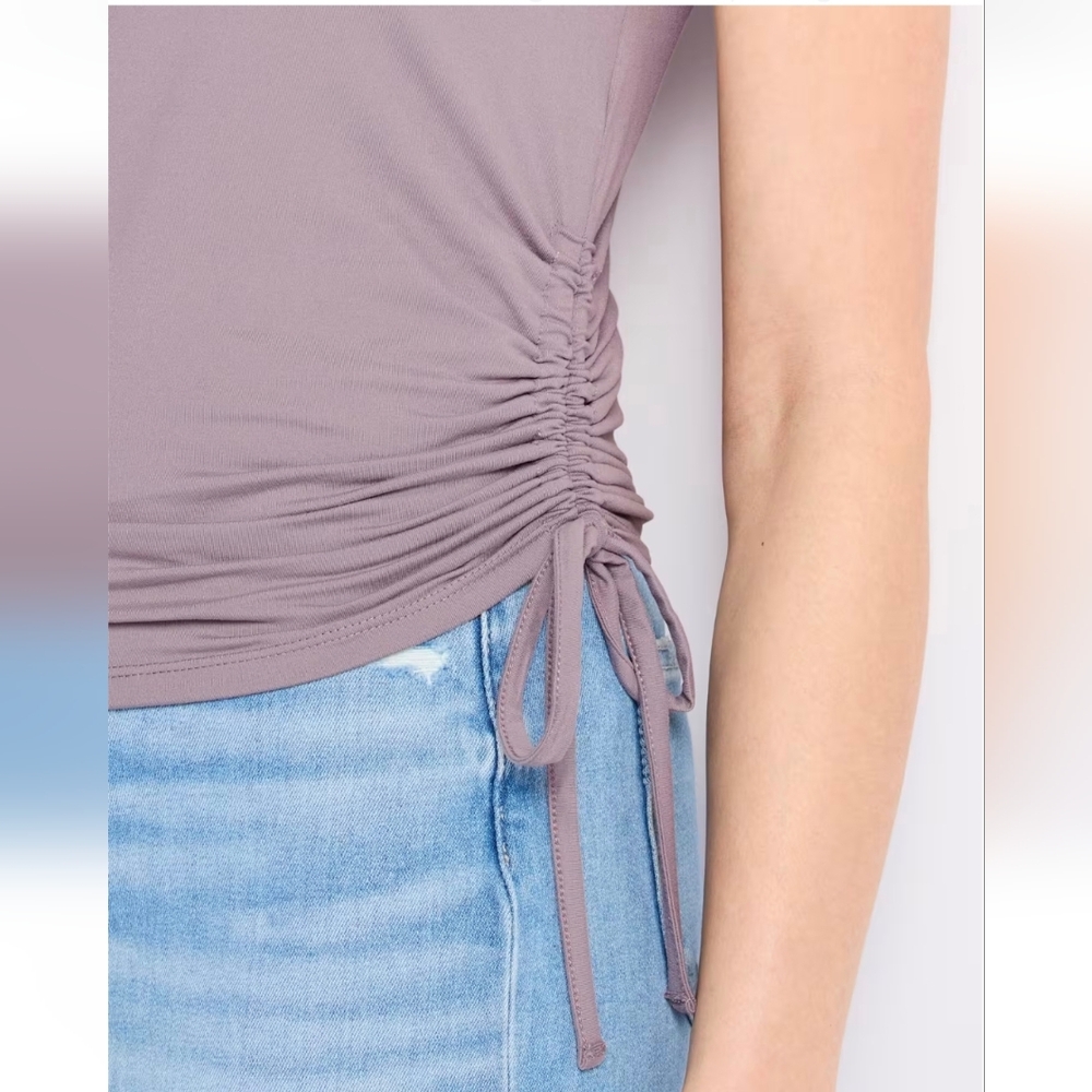 Threads 4 Thought - Purple Ruched Side Top - Picture 2 of 10